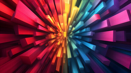 Abstract 3D Rainbow Wooden Bars Background