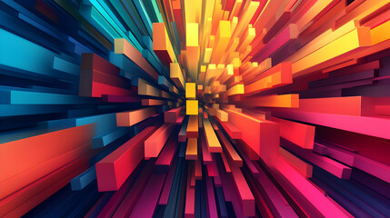 Abstract 3D Background with Colorful Prismatic Geometric Shapes
