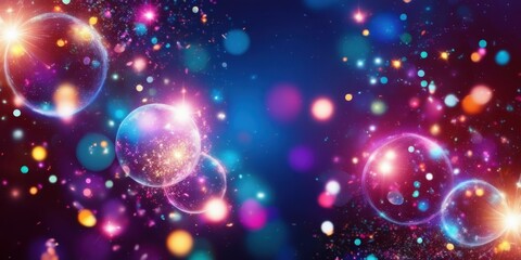 Magical glass bottles, glowing potions, cosmic background, floating lanterns, enchanted forest, fairy lights, ethereal atmosphere, mystical ring, starry night sky, colorful reflections, fantasy scene,