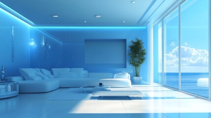 Modern Living Room with Ocean View