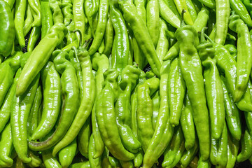 fresh green pepper in the market.
