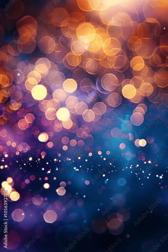 Poster purple and gold fireworks bokeh lights for celebration and new year party design background ai gener