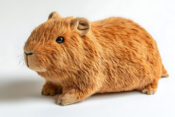 Fototapeta premium Studio shot of a plush capybara toy, isolated on a white background, capturing the charm of this unique south american rodent