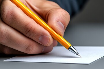 Close-up of a person writing a compliment on a sticky note for a friend, capturing the thoughtful, simple gesture of appreciation, symbolizing simplicity and joy