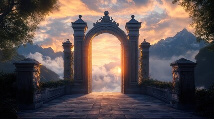 Fototapeta premium Mystical Stone Archway Leading to Heaven