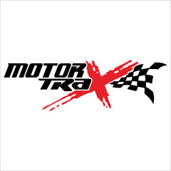 The Trax motor writing is decorated with a flag on a white background