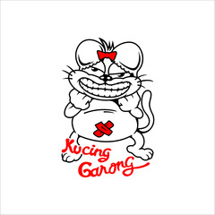 A naughty cat with a happy expression