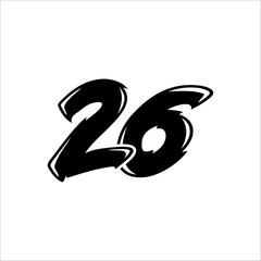 The number 26 is black on a white background