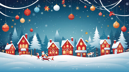 Fototapeta premium Festive Christmas-themed vector background, Christmas frame, filled with joyful holiday elements and a clean, modern design. 