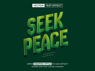 Naklejka premium seek peace editable text, font effect, 3d text for title