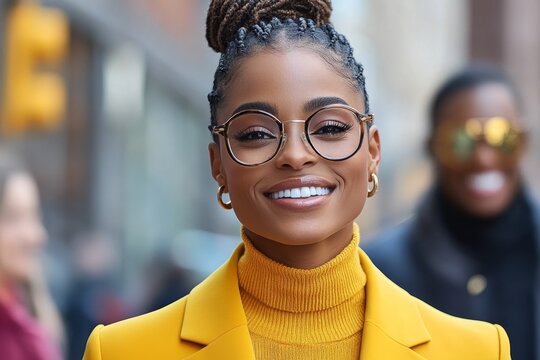 Two people walking together with one offering a compliment and the other smiling warmly, capturing the connection and appreciation between friends, symbolizing kindness and unity