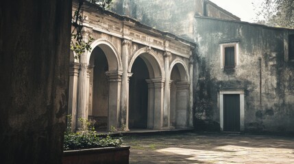 Naklejka premium Historical Building with Detailed Textures and Bright Lighting