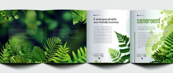 sustainable green eco friendly business brochure template for environment organic garden and forest energy report poster flyer layout with text background design