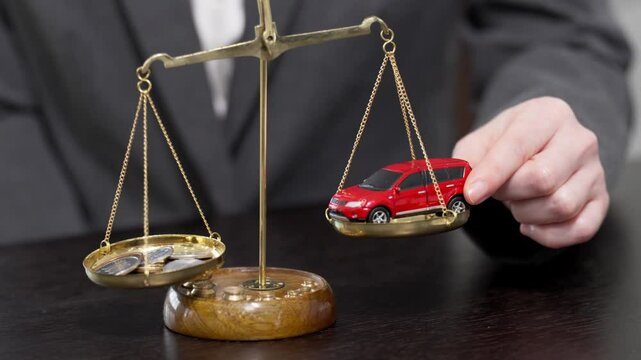 車とお金を天秤にかける女性の手元