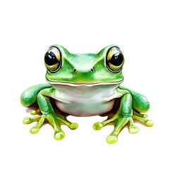 Obraz premium Watercolor cute green frog clipart, on a white background.