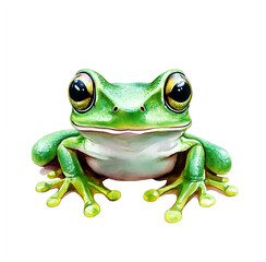 Obraz premium Watercolor cute green frog clipart, on a white background.