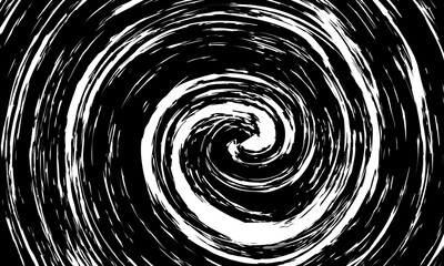 Black and white grunge swirl background. Circle brush stroke.