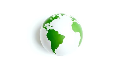 Fototapeta premium Earth Globe with Green Outline on White Background