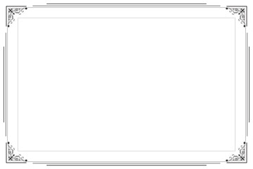 Elements of ornate vintage frames. Border gold on white classic calligraphy swirls, floral motifs. Design print for greeting cards, wedding invitations, restaurant menu, royal certificates. Set 379