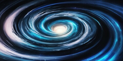 Spiral galaxy, cosmic vortex, swirling stars, deep space, celestial beauty, vibrant blues and whites, galactic core, astronomical art, ethereal nebula, cosmic energy, interstellar dust, space explorat