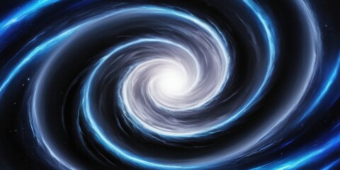 Spiral galaxy, cosmic vortex, swirling stars, deep space, celestial beauty, vibrant blues and whites, galactic core, astronomical art, ethereal nebula, cosmic energy, interstellar dust, space explorat