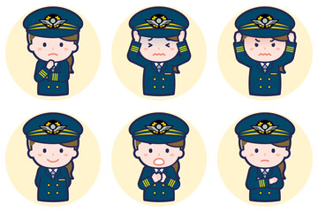 パイロットの女性のポーズセット_05