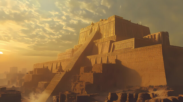 The ancient sumerian city of ur.the ancient sumerian city of ur. Sumerian Ziggurat. Illustration