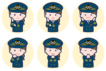 パイロットの女性のポーズセット_04