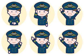 パイロットの女性のポーズセット_01