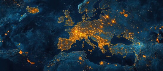 Fototapeta premium Nighttime View of Europe From Space