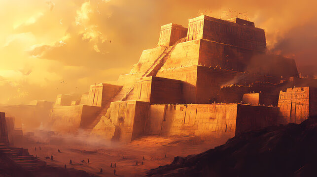 The ancient sumerian city of ur.the ancient sumerian city of ur. Sumerian Ziggurat. Illustration