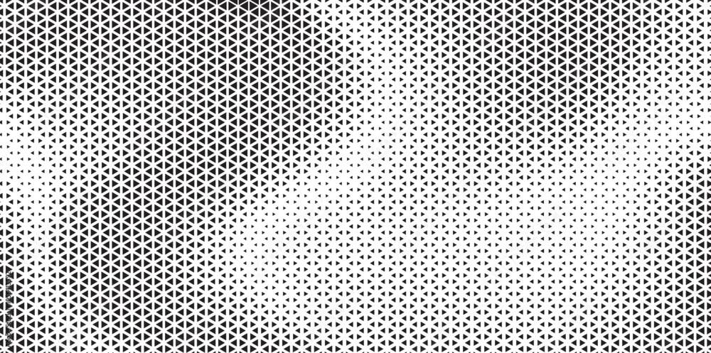 Aufkleber Black and White Triangle Dots Background. Halftone Effect Gradient Backdrop. Grunge Halftone Background with dots