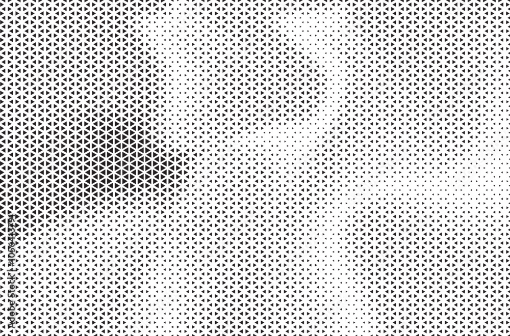 Aufkleber Black and White Triangle Dots Background. Halftone Effect Gradient Backdrop. Grunge Halftone Background with dots