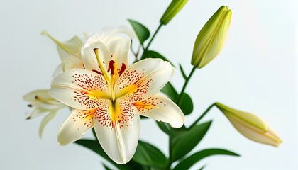 Obraz premium Lily flowers on a white background