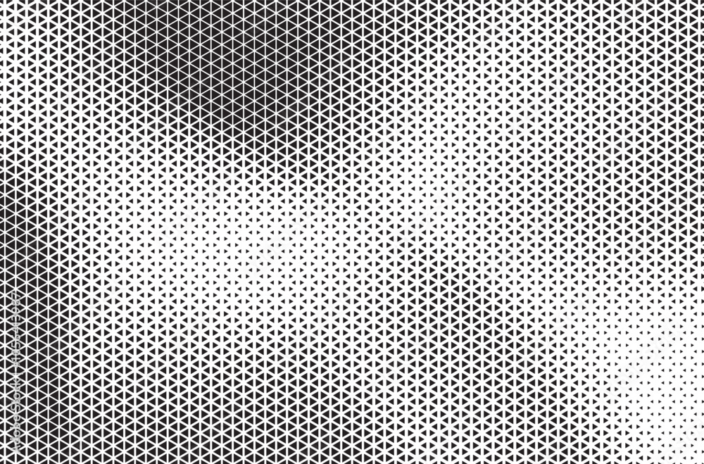 Aufkleber Black and White Triangle Dots Background. Halftone Effect Gradient Backdrop. Grunge Halftone Background with dots