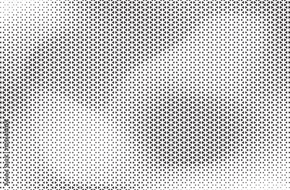 Aufkleber Black and White Triangle Dots Background. Halftone Effect Gradient Backdrop. Grunge Halftone Background with dots