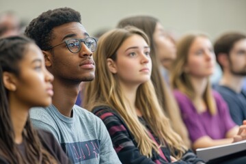Obraz premium A small group of students listening to a professor's lecture, highlighting the importance of personalized instruction and collaborative learning in education