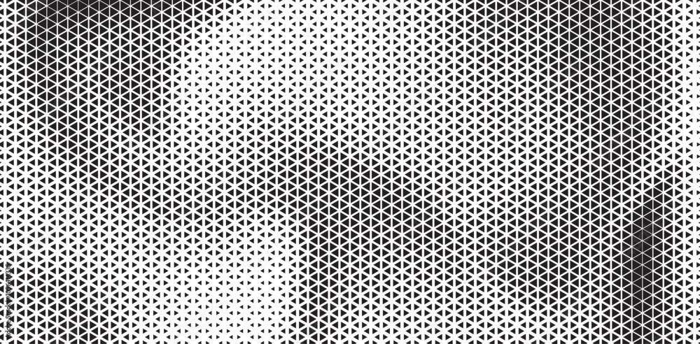 Aufkleber Black and White Triangle Dots Background. Halftone Effect Gradient Backdrop. Grunge Halftone Background with dots