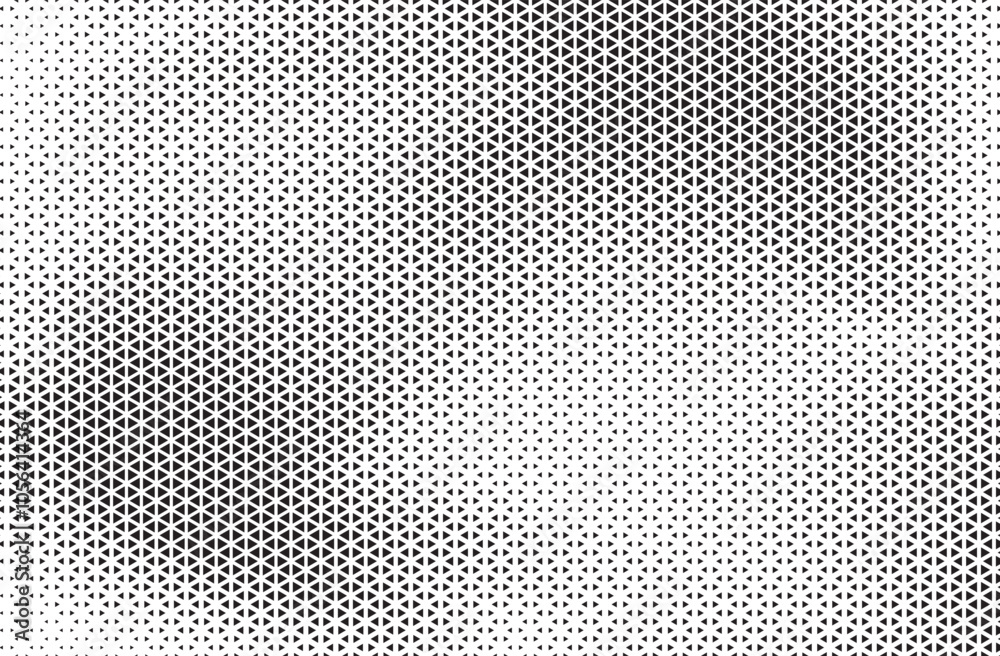 Aufkleber Black and White Triangle Dots Background. Halftone Effect Gradient Backdrop. Grunge Halftone Background with dots
