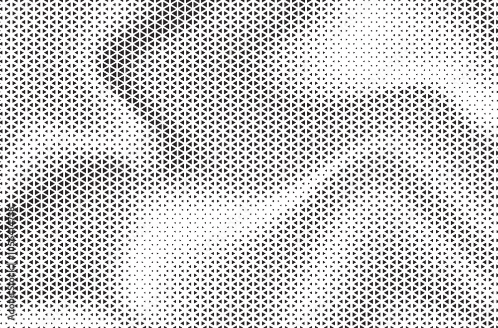 Aufkleber Black and White Triangle Dots Background. Halftone Effect Gradient Backdrop. Grunge Halftone Background with dots