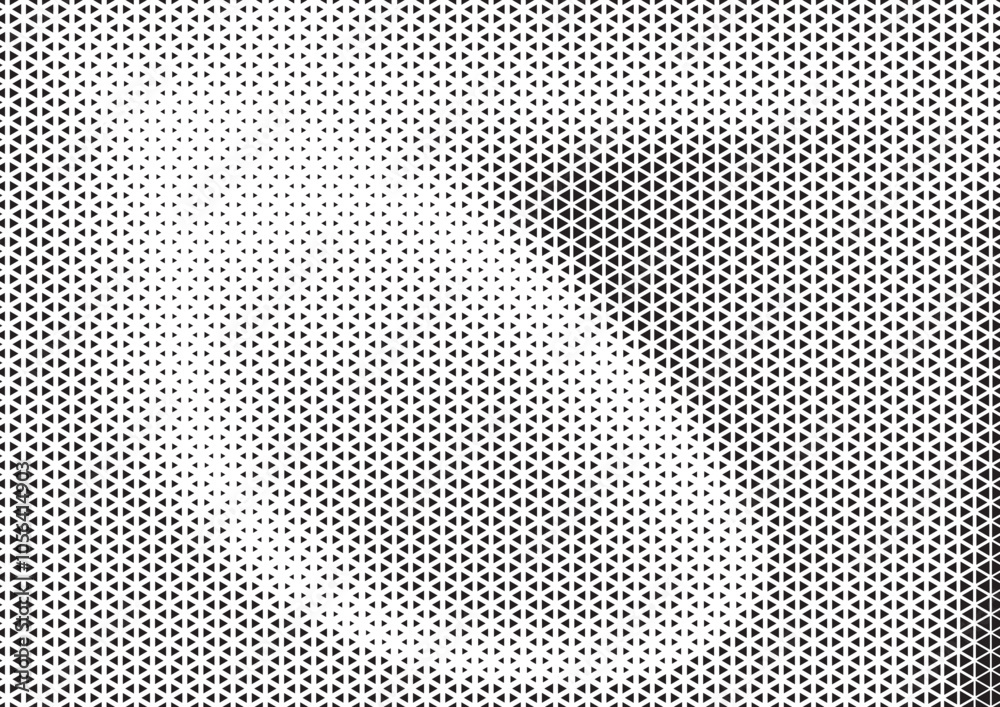 Aufkleber Black and White Triangle Dots Background. Halftone Effect Gradient Backdrop. Grunge Halftone Background with dots
