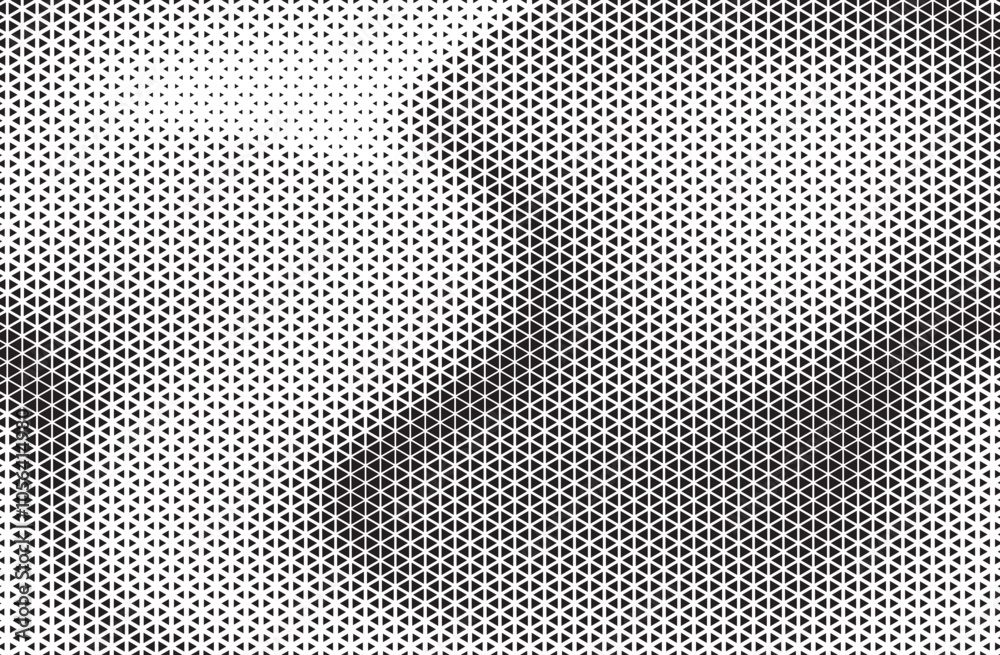 Aufkleber Black and White Triangle Dots Background. Halftone Effect Gradient Backdrop. Grunge Halftone Background with dots