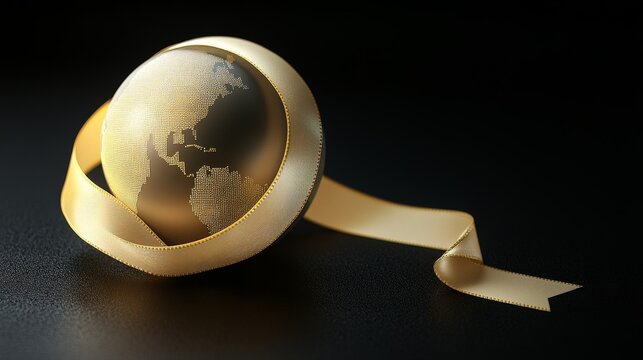 Globe Encircled by Ribbon of Peace and Hope