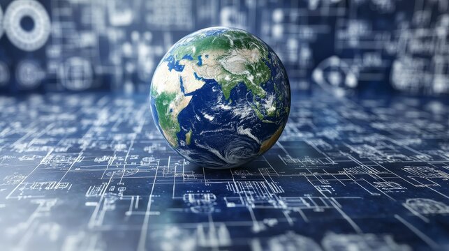 Globe with Mathematical Equations and Symbols Background - Powered by Adobe