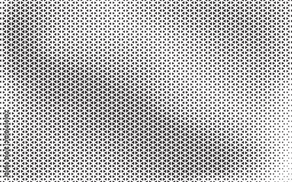 Aufkleber Black and White Triangle Dots Background. Halftone Effect Gradient Backdrop. Grunge Halftone Background with dots