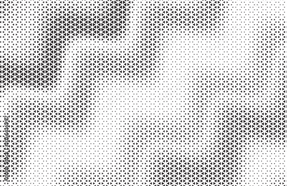 Aufkleber Black and White Triangle Dots Background. Halftone Effect Gradient Backdrop. Grunge Halftone Background with dots