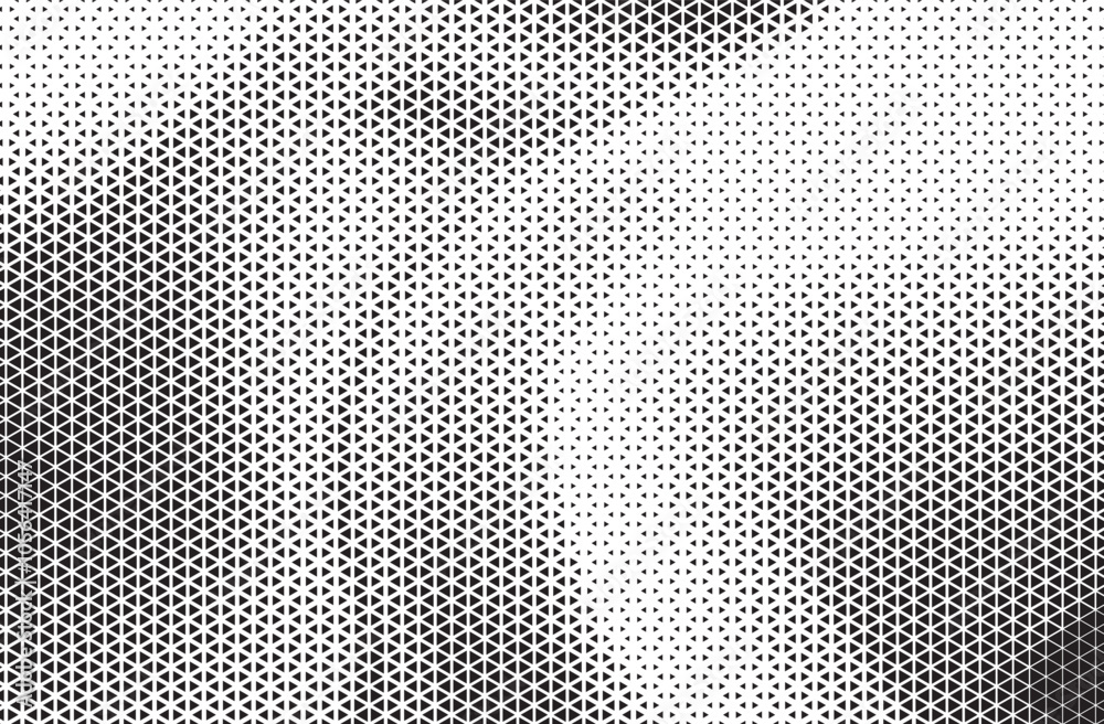 Aufkleber Black and White Triangle Dots Background. Halftone Effect Gradient Backdrop. Grunge Halftone Background with dots