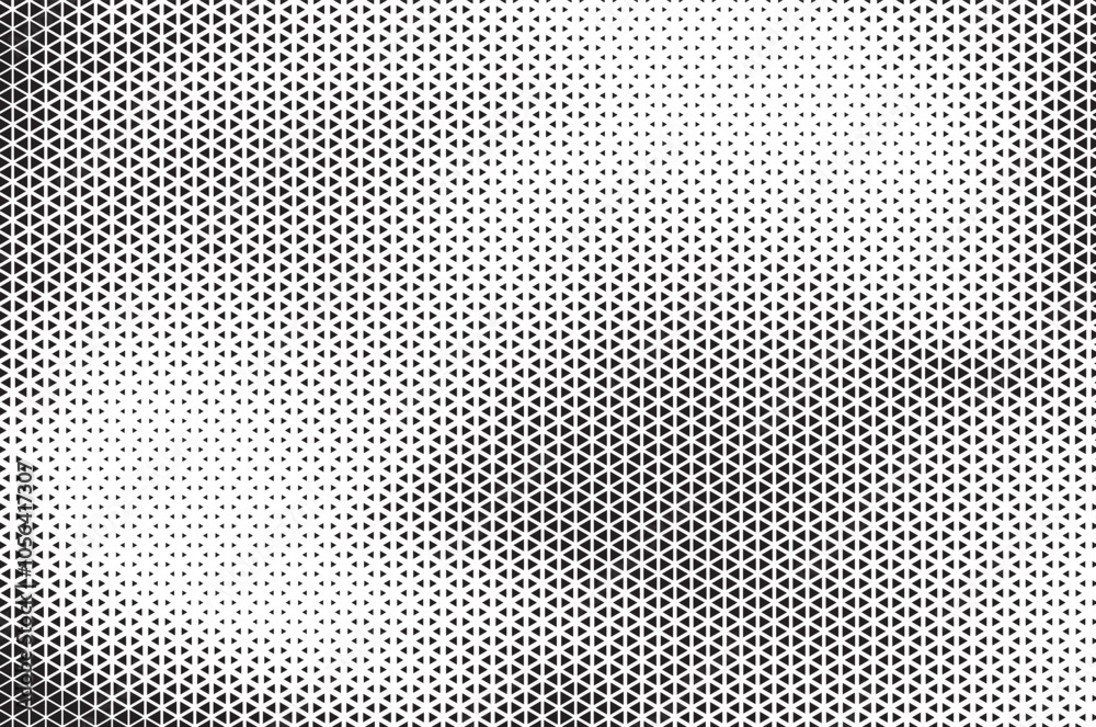 Aufkleber Black and White Triangle Dots Background. Halftone Effect Gradient Backdrop. Grunge Halftone Background with dots
