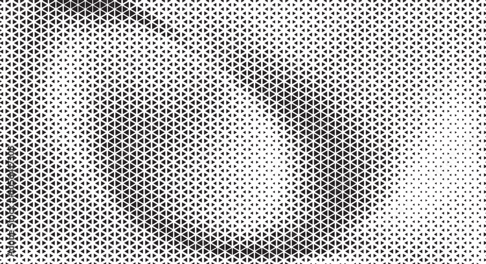Aufkleber Black and White Triangle Dots Background. Halftone Effect Gradient Backdrop. Grunge Halftone Background with dots
