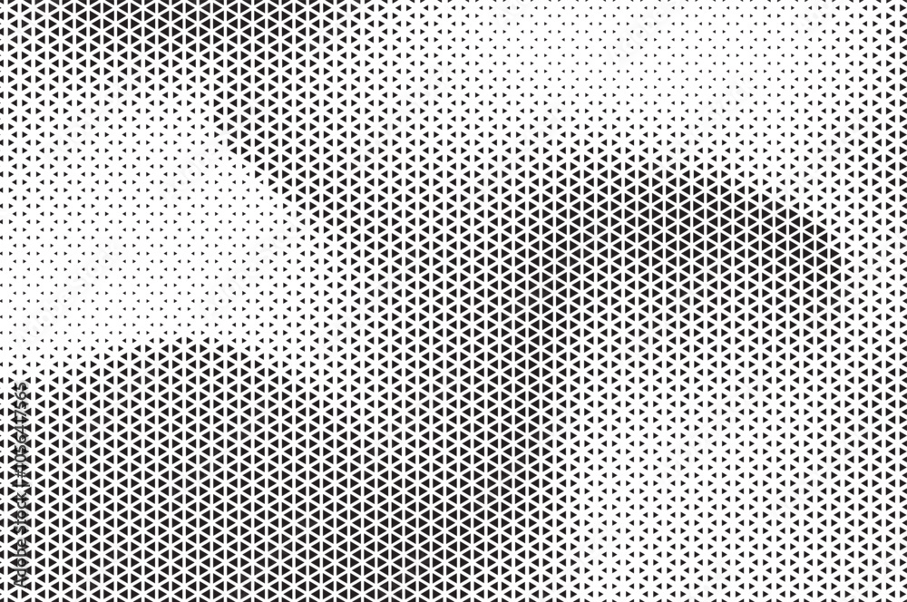 Aufkleber Black and White Triangle Dots Background. Halftone Effect Gradient Backdrop. Grunge Halftone Background with dots